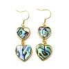 Brass Natural Abalone Shell Dangle Earrings EJEW-F388-01B-G-4