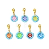 Flat Round with Smiling Face Glass Seed Pendant Decorations HJEW-MZ00092-1