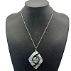 Alloy Pave Natural Colorful Abalone Shell Pendant Vintage Statement Necklaces HC0064-6-1