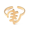 Fishbone Shape 304 Stainless Steel Cuff Ring for Women RJEW-B035-07G-1
