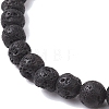 6mm Round Natural Lava Rock & Pearl Beaded Stretch Bracelets for Women BJEW-JB10619-02-4