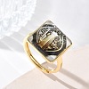 Brass Epoxy Cuff Open Rings for Women RJEW-K264-17G-02-1