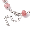 Cherry Quartz Glass Rondelle Beads Link Bracelets for Women BJEW-JB10262-01-4