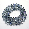 Half Plated Crystal Glass Cube Beads Strands EGLA-F023-C01-2