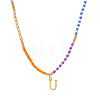 Rainbow Gradient Glass Seed Beaded Necklaces AF2375-21-1