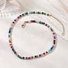 Dyed Natural Malaysia Jade Faceted Rondelle Beaded Necklaces NJEW-JN05766-1
