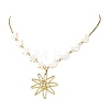 Alloy Sun Pendant 304 Stainless Steel Cable Chain Necklaces for Women NJEW-JN06696-2