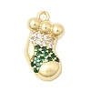 Christmas Brass Micro Pave Cubic Zirconia Pendants KK-L258-04G-F01-1