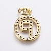 Long-Lasting Plated & Rack Plating Brass Micro Pave Cubic Zirconia Letter Charms ZIRC-A007-04P-G-2