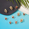 10Pcs 5 Styles Brass with Glass Dark Red Sacred Heart Connector Charms KK-TA0008-63-5
