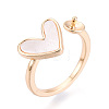 Heart Brass Shell Cuff Ring Settings X-KK-T076-74G-1