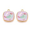 Printed Style 304 Stainless Steel Square Pendants STAS-T071-25A-G-1