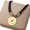 Alloy Disc with CCB Plastic Pendant Black Waxed Cord Multi-strand Necklaces FS-WG118E2-01-5