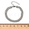 304 Stainless Steel Rhinestone Cup Chain Multi-strand Bracelets for Women BJEW-P376-01P-03-5