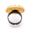 Adjustable Alloy & Iron & Rhinestone Bezel Cup Ring Base with Rotatable Tray MAK-T012-10G-3