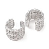 Rack Plating Brass Micro Pave Clear Cubic Zirconia Cuff Earrings for Women EJEW-G394-02P-2
