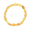 Natural Amber Cuboid Beads Stretch Bracelets for Women Men BJEW-JB13639-01-2