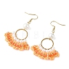 Glass Braided Beads Dangle Earrings EJEW-MZ00747-02-4