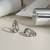 Stainless Steel Colorful Rhinestone Hoop Earrings GL4327-2-1