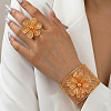 Flower Zinc Alloy Cuff Bangles & Rings Sets for Women WG9AF22-03-2