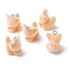Animal Flocking Resin Pendants RESI-A049-03A-1