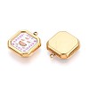 Printed Style 304 Stainless Steel Square with Flower Pendants STAS-T071-24A-G-2