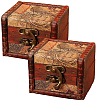 Square Retro Wood Jewelry Set Storage Organizer Boxes with Clasps CON-CL0001-13B-1
