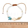Dyed Synthetic Turquoise & Shell Pearl & Alloy Beads Braided Bead Bracelets for Women BJEW-JB13806-3