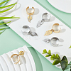 8Pcs 4 Style 304 Stainless Steel Open Cuff Finger Rings with Leaf Charms RJEW-AB00008-4