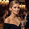 Alloy & Imitation Pearl Tassel Stud Earrings WG1A3A1-01-3