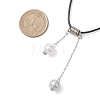 ABS Plastic Imitation Pearl Round Tassel Pendant Black Waxed Polyester Cord Necklaces for Women NJEW-JN05610-01-4