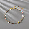 Flower Brass Enamel Link Anklets WG09DCF-02-1