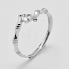 Anti-Tarnish Adjustable Rhodium Plated 925 Sterling Silver Ring Components STER-K038-031P-4