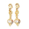Fish Brass Micro Pave Clear Cubic Zirconia Pendant Decorations KK-T083-01N-G-1