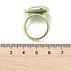 Heart Brass Natural Amazonite Finger Rings RJEW-D304-01G-E-3