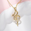 Brass Micro Pave Clear Cubic Zirconia Snake Pendant Necklaces NJEW-S438-02B-G-2