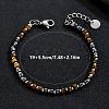 Natural Tiger Eye Heishi Beaded Bracelets with 201 Stainless Steel End Chains OQ4301-1-2