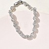 Teardrop Brass Micro Pave Clear Cubic Zirconia Link Chain Bracelets for Women BJEW-C156-07A-P-3