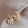 Alloy & Plastic Pearl Tassel Stud Earrings WGB404F-01-2