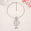 Ocean Zinc Alloy Fishbone Shape Pendant Necklaces for Women WG08D18-02-2
