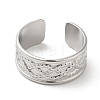 304 Stainless Steel Twist Rope Pattern Open Cuff Ring for Women RJEW-I098-15P-2