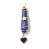 6Pcs 6 Styles Natural Carnelian & Green Aventurine & Rose Quartz & Quartz Crystal & Lapis Lazuli & Amethyst Copper Wire Wrapped Faceted Bullet Heart Pendants PALLOY-JF03482-01-3