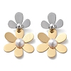 304 Stainless Steel Flower Stud Earrings for Women STAS-Z112-22GP-4