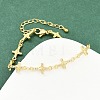 Virgin Mary Theme Brass Micro Pave Clear Cubic Zirconia Link Chain Bracelets for Women BJEW-A090-08A-G-1