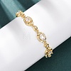 Oval Brass Micro Pave Cubic Zirconia Link Chain Bracelets for Women BJEW-D387-04G-07-1