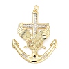 Rack Plating Brass Micro Pave Clear Cubic Zirconia Pendants KK-Z064-08G-1