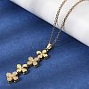 Brass Micro Pave Clear Cubic Zirconia 4 Clover Pendant Y Tassel Necklaces for Women NJEW-P350-02G-3