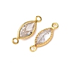 Brass Pave Clear Cubic Zirconia Connector Charms KK-Z121-06G-06-2