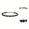 Natural Lava Rock Round Beaded Bracelets with 304 Stainless Steel Clasps WG47F3F-04-1