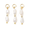 Natural Baroque Keshi Pearl & Electroplate Synthetic Non-magnetic Hematite Beaded Pendants PALLOY-JF04993-01-1